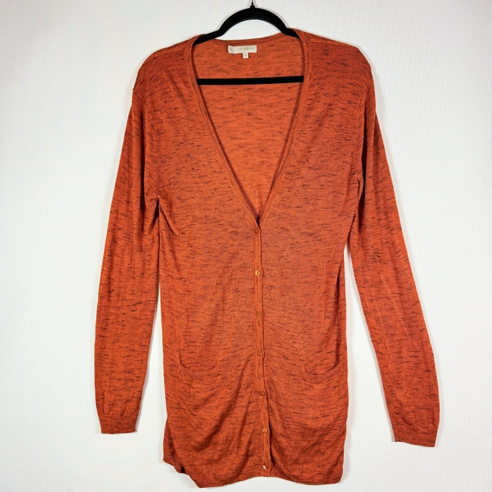 Hobbs‎ London Cardigan Sweater Womens Medium Orange Earthy Rustic Boho Autumn